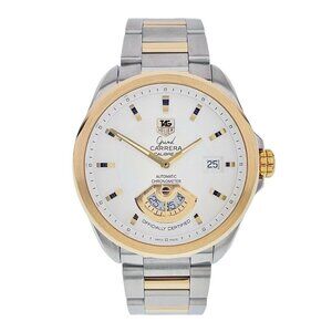 Tag Heuer Grand Carrera Gold Steel Silver Color Dial 40mm Automatic Mens WAV515B